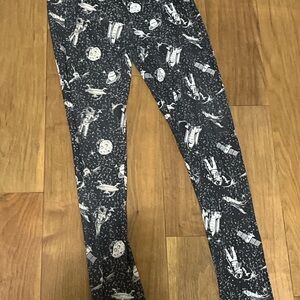 Kids Space-Themed Black Leggings